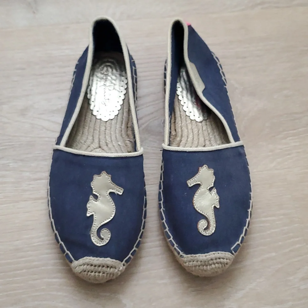 Lilly Pulitzer Metallic Seahorse Espadrille Shoes Sz9